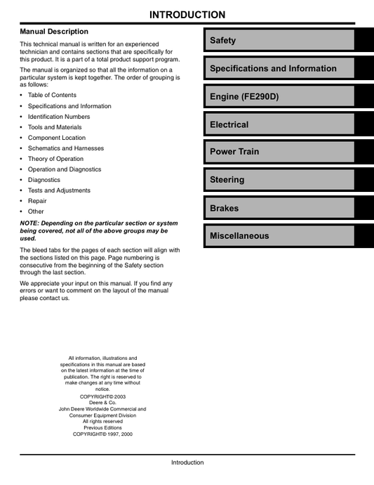John Deere TM1686 Turf Gator Repair and Service Manual