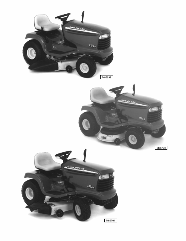 John Deere TM1695 Service Repair Manual for LT133 LT155 LT166 Tractors