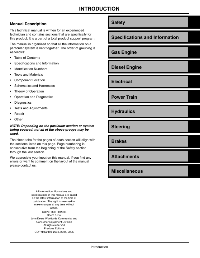 John Deere TM1757 Technical Manual for 2500 Series Green Mowers