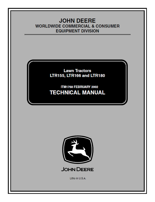 John Deere TM1768 LTR155 LTR166 LTR180 Lawn Tractor Manual PDF