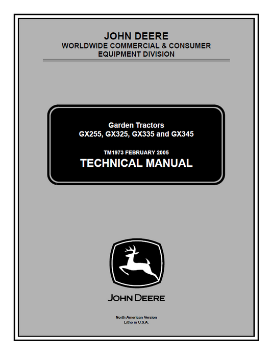 John Deere TM1973 GX255 GX325 GX335 GX345 Garden Tractor Manual PDF