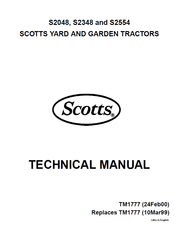 John Deere TM1973 S2048 S2348 S2554 Scotts Tractor Manual PDF