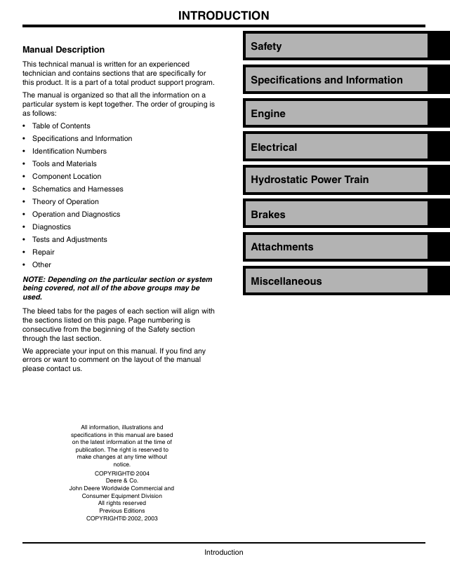 John Deere TM2003 737 and 757 Mid-Mount Track Service Manual