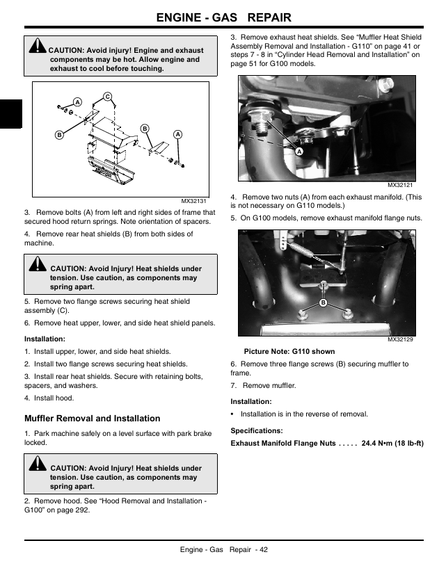 John Deere TM2020 Service Manual for G100 and G110 Garden Tractors