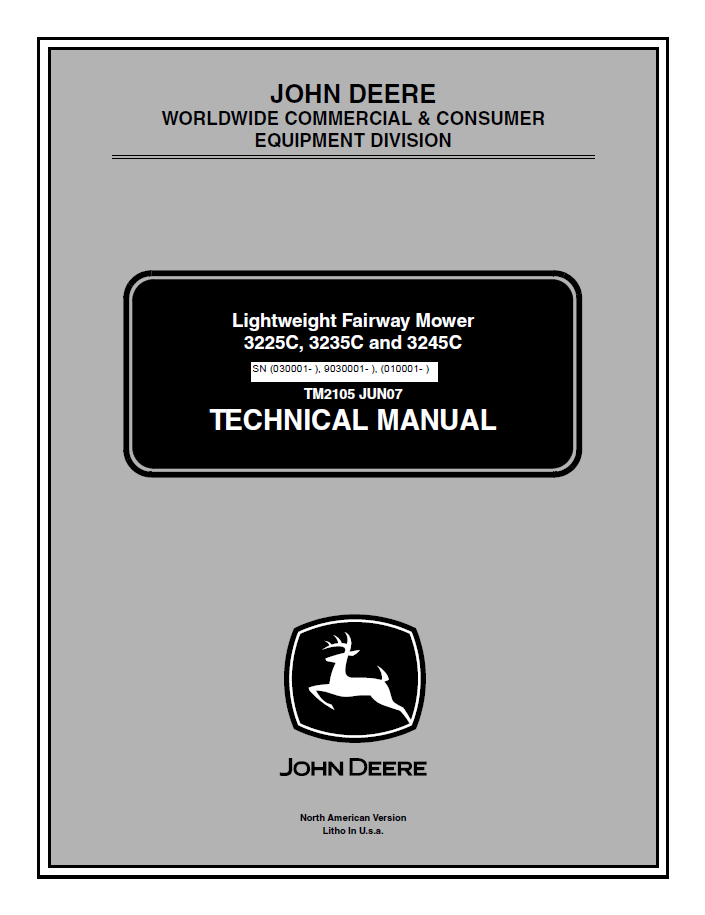 John Deere TM2105 3225C 3235C 3245C Fairway Mower Manual PDF