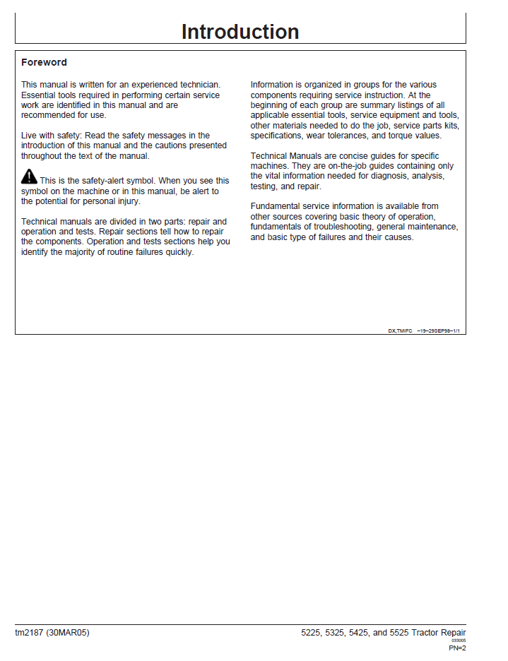 John Deere TM2187 Tractor Service & Repair Technical Manual Download