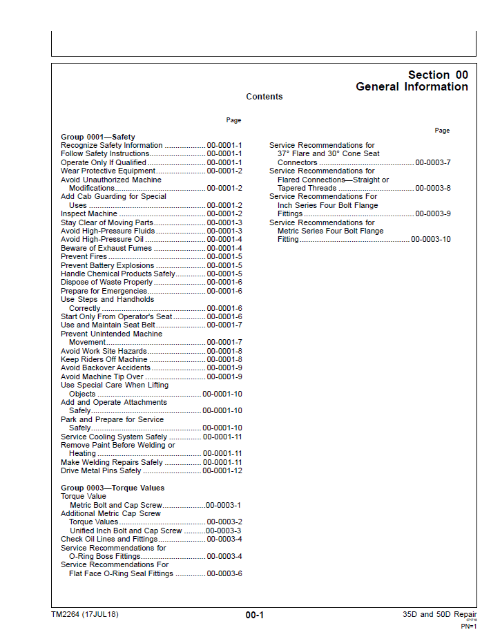 John Deere TM2264 Technical Repair Manual for 35D and 50D Excavators