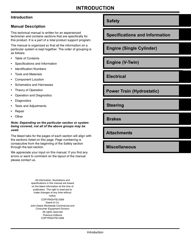 John Deere TM2373 Service Repair Manual for X110 X120 X140 Tractors