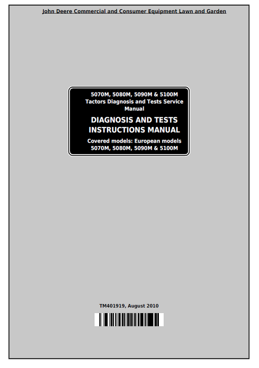 John Deere TM401919 5070M–5100M Tractor Diagnosis & Test Manual