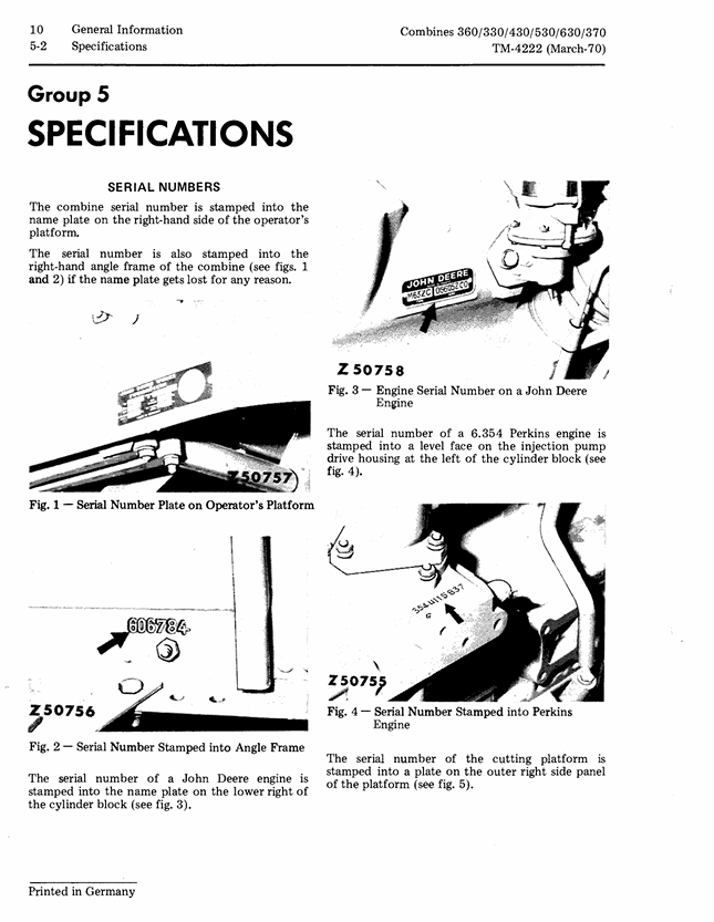 John Deere TM4222 Combine Service & Repair Manual PDF Download