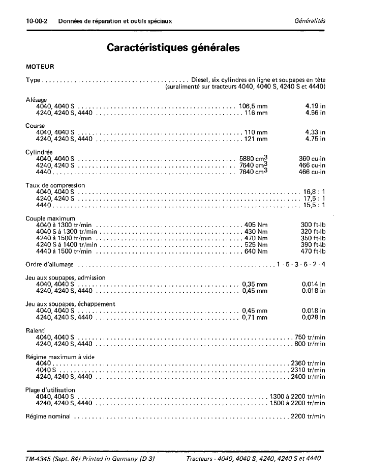 John Deere TM4345 Workshop Manual for 4040, 4240 and 4440 Tractors