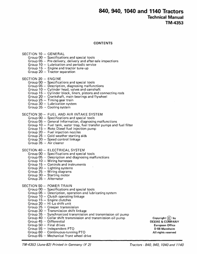 John Deere TM4353 Tractor Repair & Service Manual Download