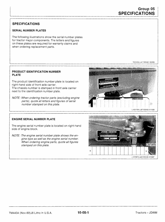 John Deere TM4434 Tractor Service & Repair Manual 2355 2555 2755 2855N