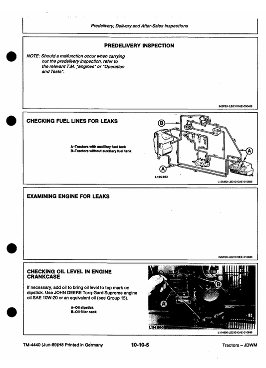 John Deere TM4440 Technical Service Manual for 2250-2850 Tractors