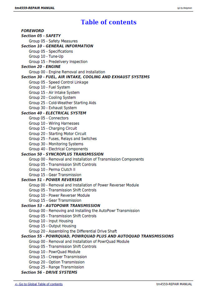 John Deere TM4559 6010, 6110, 6210, 6310, 6410, 6510, 6610 Repair Manual