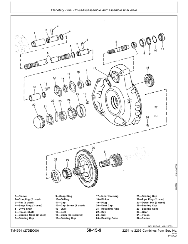 John Deere TM4594 Combine Repair and Service Manual PDF