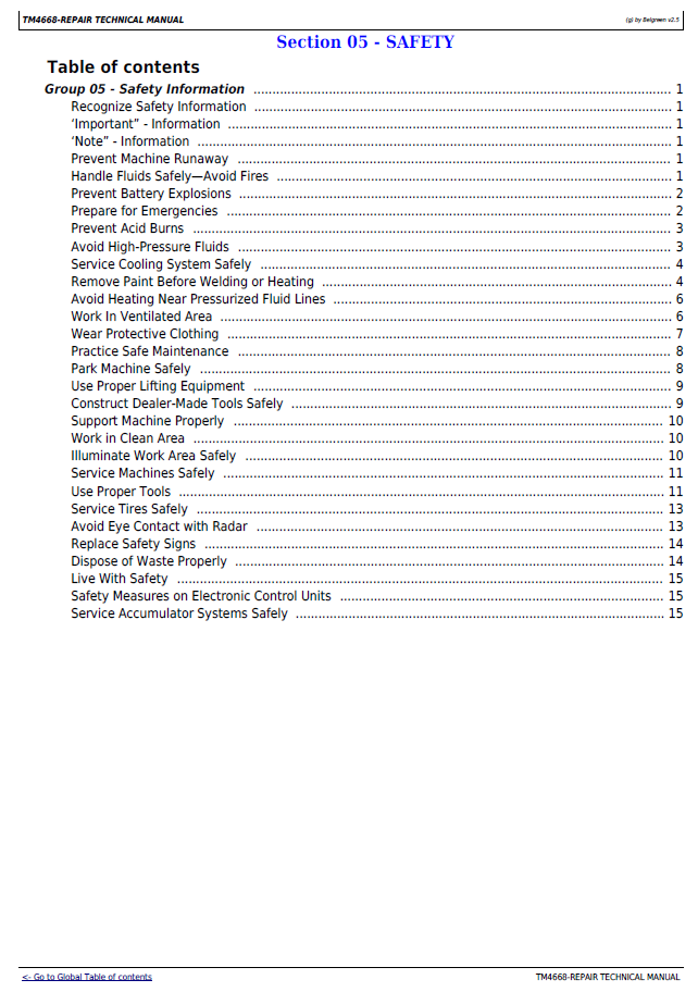 John Deere TM4668 Technical Manual for 7000 Series Forage Harvesters