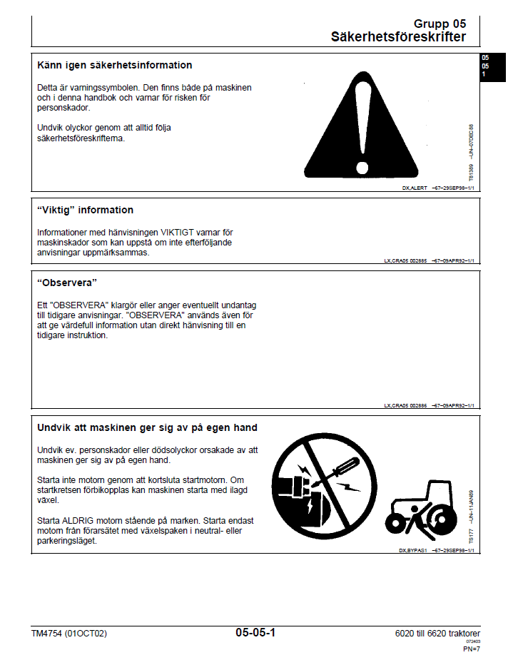 John Deere TM4754 Technical Manual for 6020-6620 Series Tractors