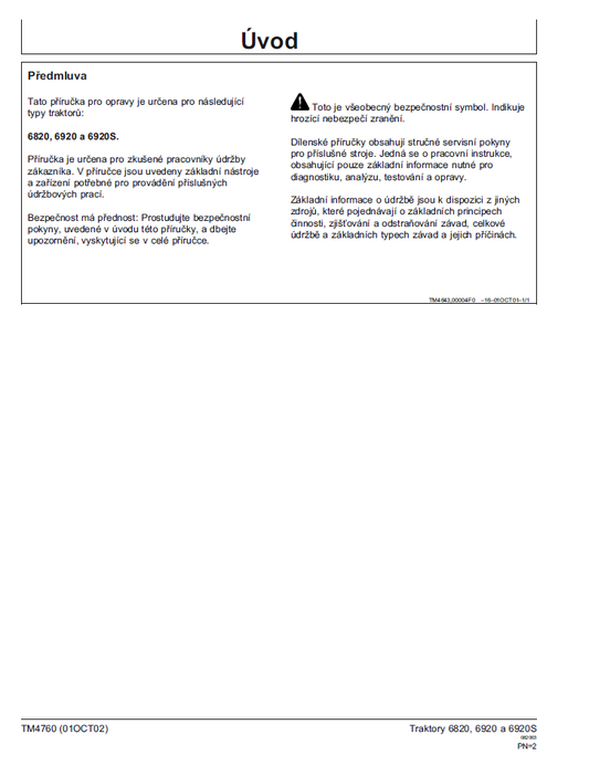 John Deere TM4760 6820 6920 6920S Workshop Service Manual