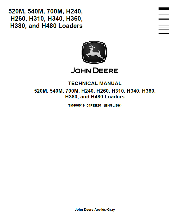 John Deere TM606919 Loader Technical Manual for 520M, 540M & 700M Models