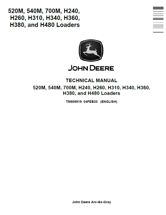 John Deere TM606919 Loader Technical Manual for 520M, 540M & 700M Models