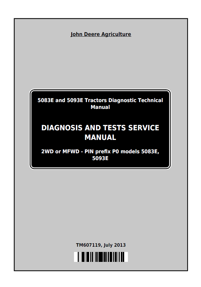 John Deere TM607119 5083E 5093E Tractor Diagnostic Technical Manual