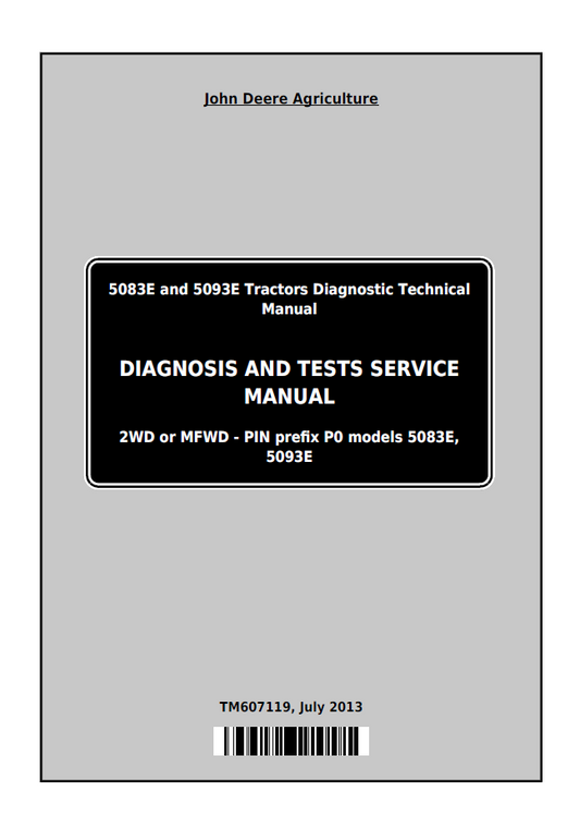John Deere TM607119 5083E 5093E Tractor Diagnostic Technical Manual