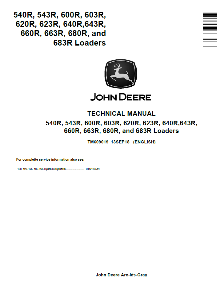 John Deere TM609019 Loader Technical Manual for 540R–683R Models