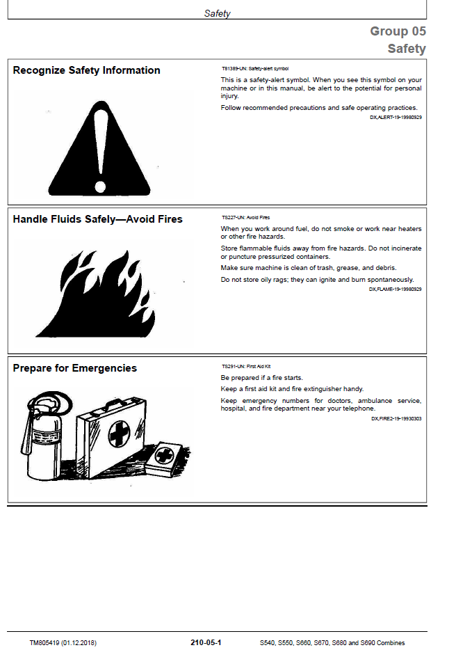 John Deere TM805419 Combine Guide | S Series Diagnostic Service Manual