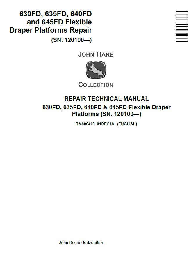 John Deere TM806419 630FD 635FD 640FD 645FD Draper Repair Manual