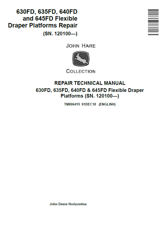 John Deere TM806419 630FD 635FD 640FD 645FD Draper Repair Manual