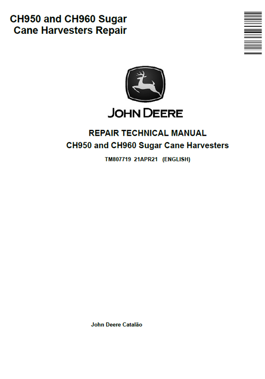John Deere TM807719 CH950 CH960 Sugar Cane Harvester Repair Manual