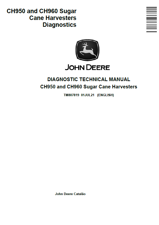 John Deere TM807819 CH950 CH960 Sugar Cane Harvester Diagnostic Manual