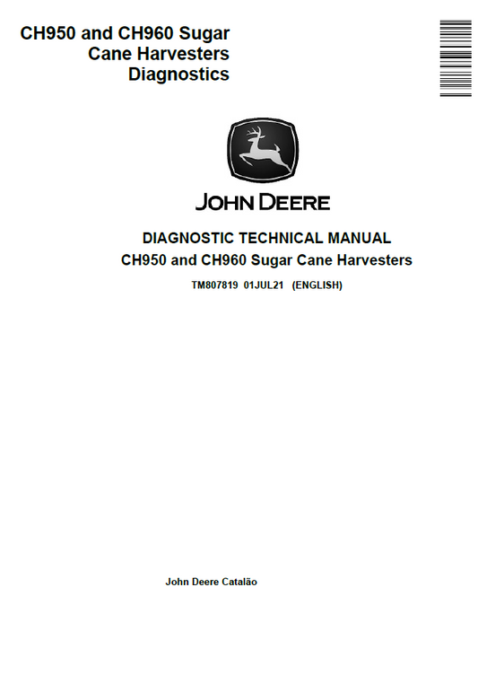 John Deere TM807819 CH950 CH960 Sugar Cane Harvester Diagnostic Manual