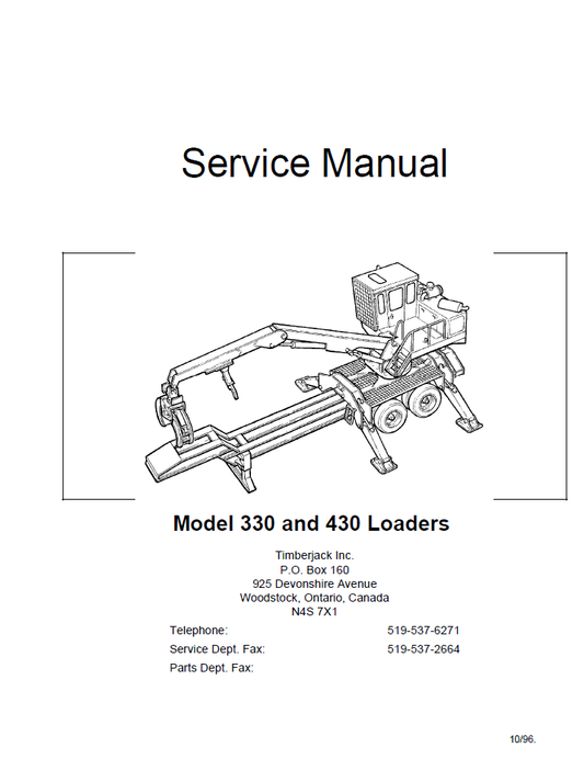 John Deere Timberjack 330 & 430 Log Loader Technical Manual
