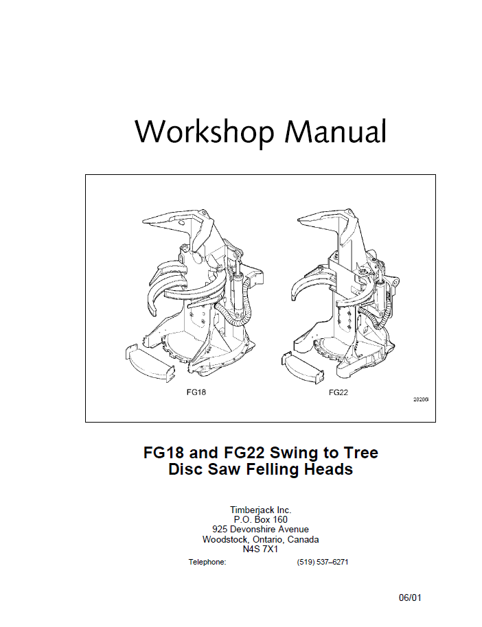 John Deere Timberjack FG18 FG22 Swing to Tree Disc Saw Manual TMF382270