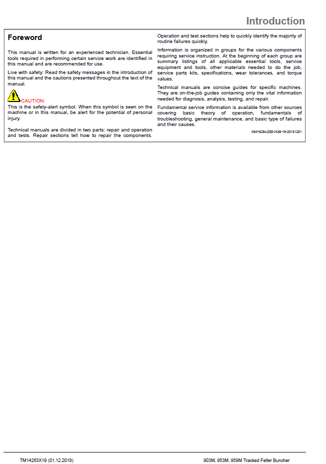 John Deere Tracked Feller Buncher Operation & Test Technical Manual