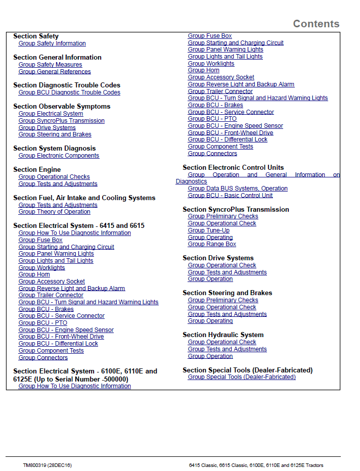 John Deere Tractor Diagnostic Manual TM800319 (6415, 6615, 6110E+)