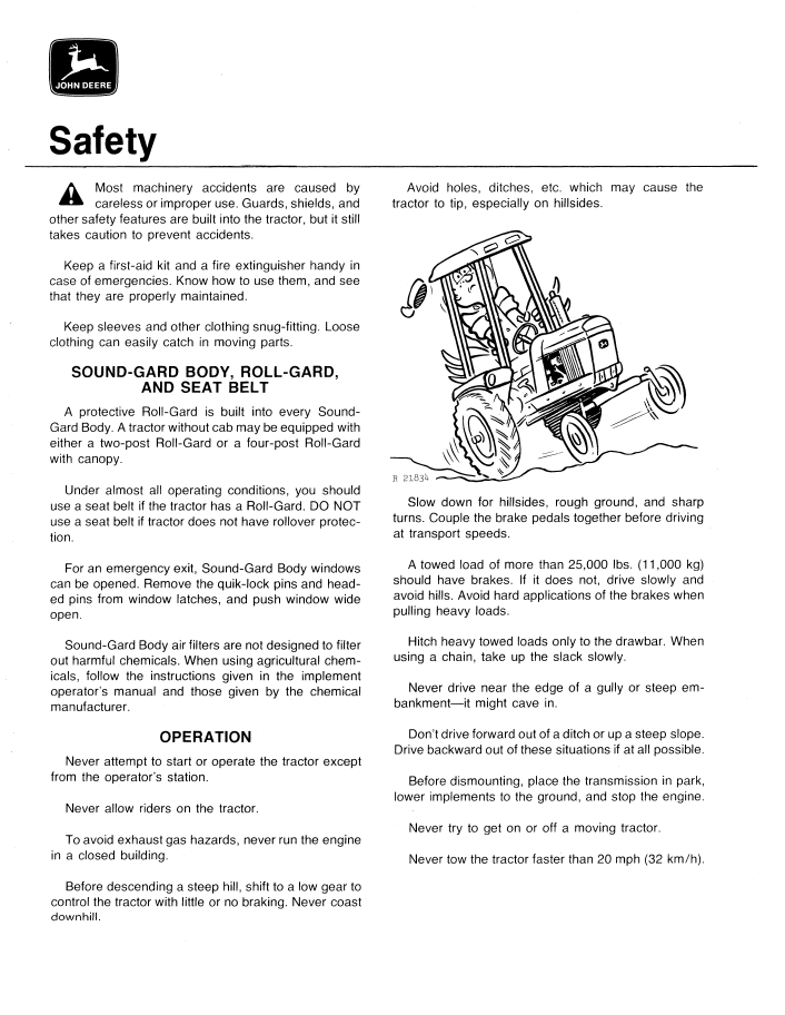 John Deere Tractor OMR65495: 4630 Operator and Maintenance Manual