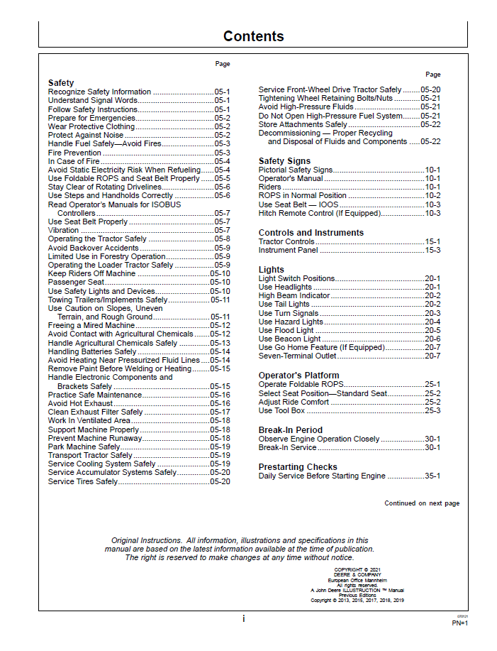 John Deere Tractor OMSU28964: 5050E Operator and Maintenance Manual