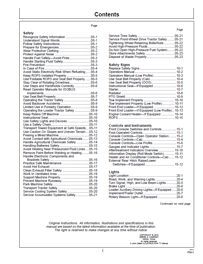 John Deere Tractor OMSU43612: 5085M, 5100M, 5100ML & 5115M Operator Manual