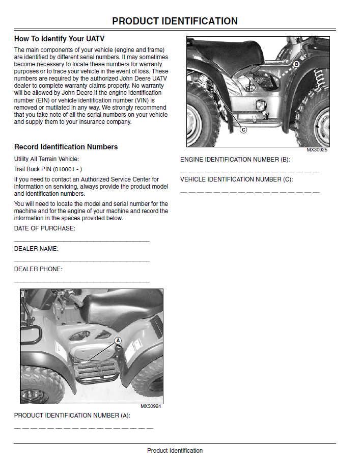 John Deere Trail Buck 500 650 650EX 650EXT Operator Guide PDF