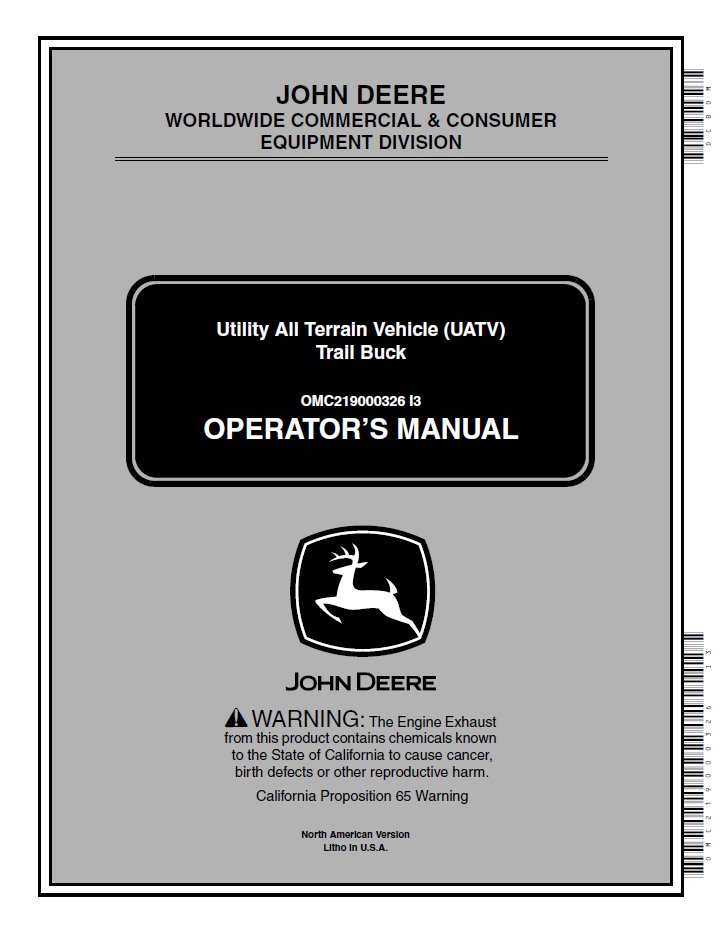 John Deere Trail Buck UATV Operator Manual OMC219000326 PDF Download