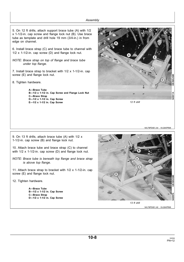 John Deere Two Drill Hydraulic Folding Hitch 450 Series Dealer Preparation Manual PDIN200651