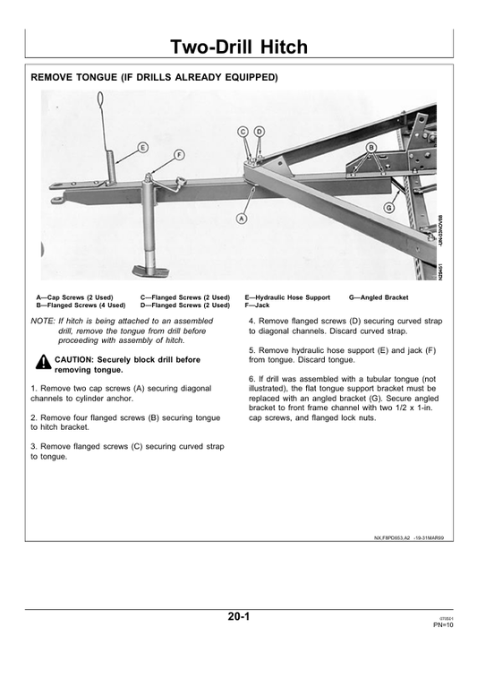 John Deere Two Three Drill Hitch 450 Grain Drill Instruction Manual