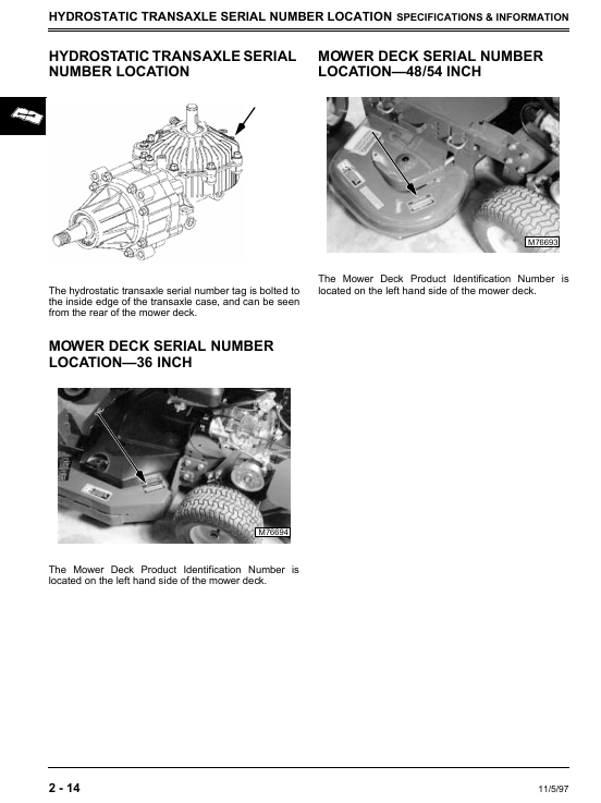 John Deere Walk Behind Mower Service Manual GS25 GS30 GS45 GS75 HD45 HD75