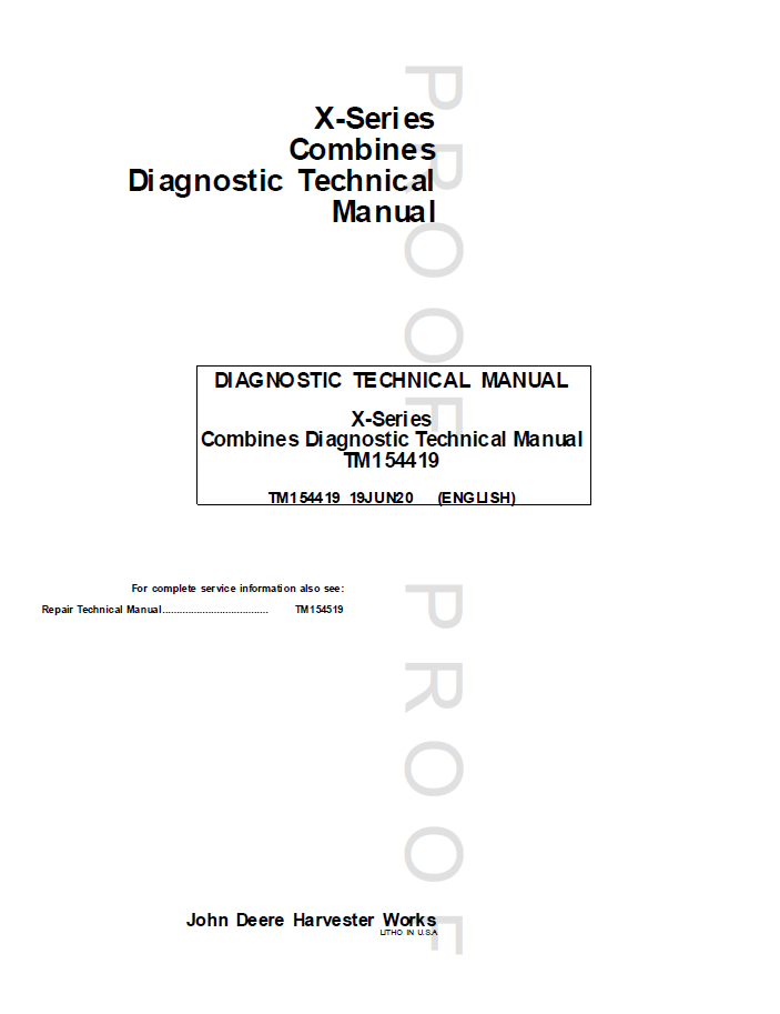 TM154419 John Deere X-Series Combine Diagnostic & Repair Manual