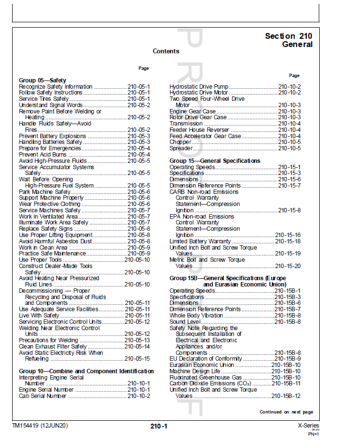 John Deere X-Series Combine Diagnostic and Service Manual PDF