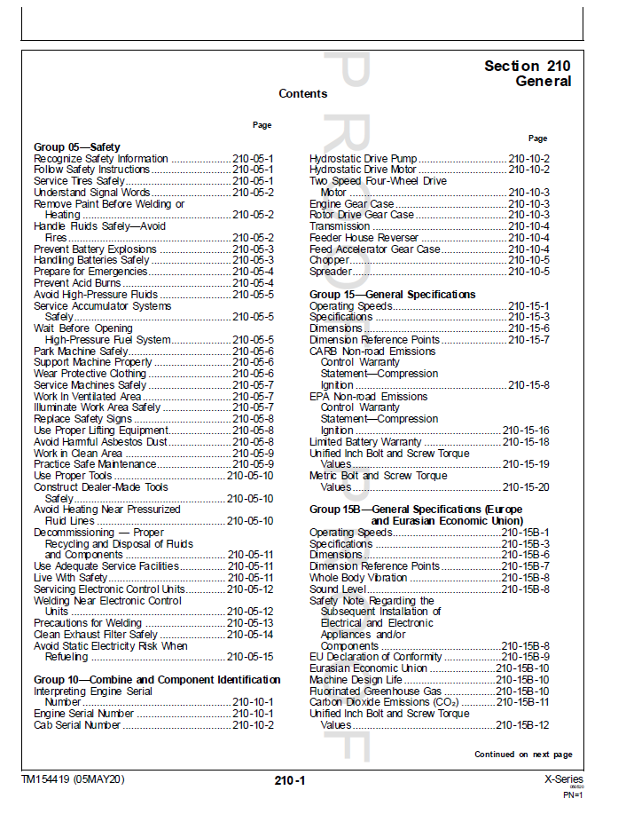 John Deere X-Series Combine Diagnostic and Testing Manual PDF