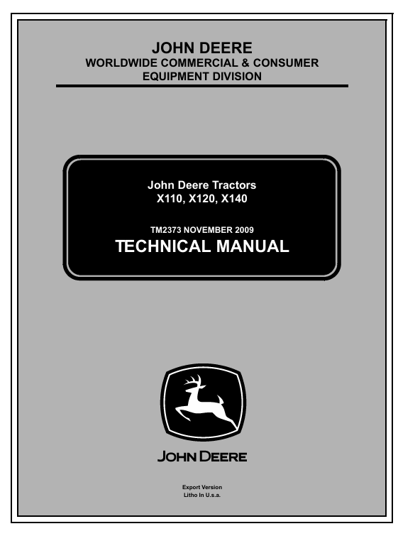 John Deere X1101 X1201 X140 Tractor Technical Manual TM2373 PDF